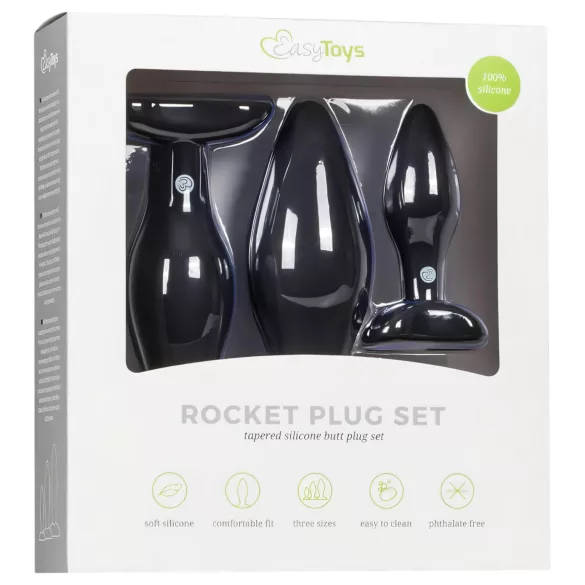 EasyToys Rocket - set di plug anali (nero, 3 pezzi)