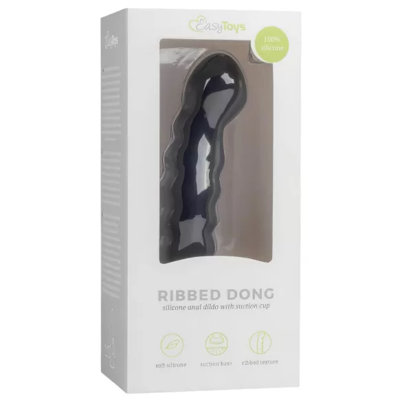 Easytoys - dildo anale con ventosa - superficie rigata - 14 cm nero