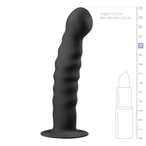 Easytoys - dildo anale con ventosa - superficie rigata - 14 cm nero