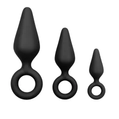   Easytoys - set plug anale con anello - 3 pezzi - silicone nero