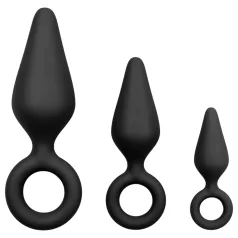   Easytoys - set plug anale con anello - 3 pezzi - silicone nero