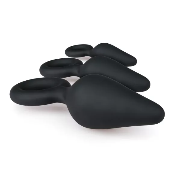 Easytoys - set plug anale con anello - 3 pezzi - silicone nero