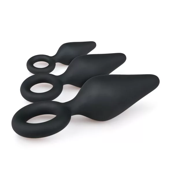 Easytoys - set plug anale con anello - 3 pezzi - silicone nero