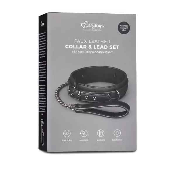 Easytoys - collare fetish con guinzaglio - nero