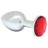 Rimba XS - plug anale metallico - pietra rossa - argento