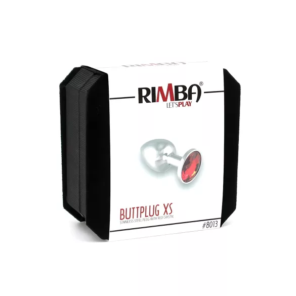 Rimba XS - plug anale metallico - pietra rossa - argento