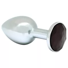 Rimba XS - plug anale metallico - pietra nera - argento