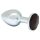 Rimba XS - plug anale metallico - pietra nera - argento