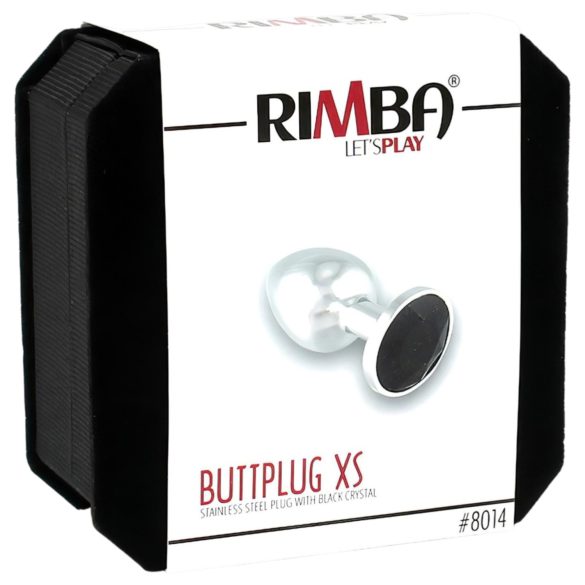 Rimba XS - plug anale metallico - pietra nera - argento