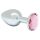 Rimba - plug anale piccolo con pietra rosa - metallo argento