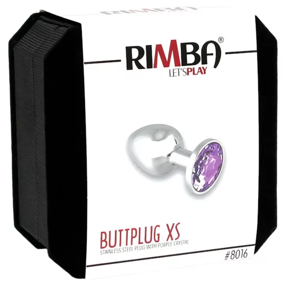 Rimba XS - plug anale metallico con pietra viola - argento