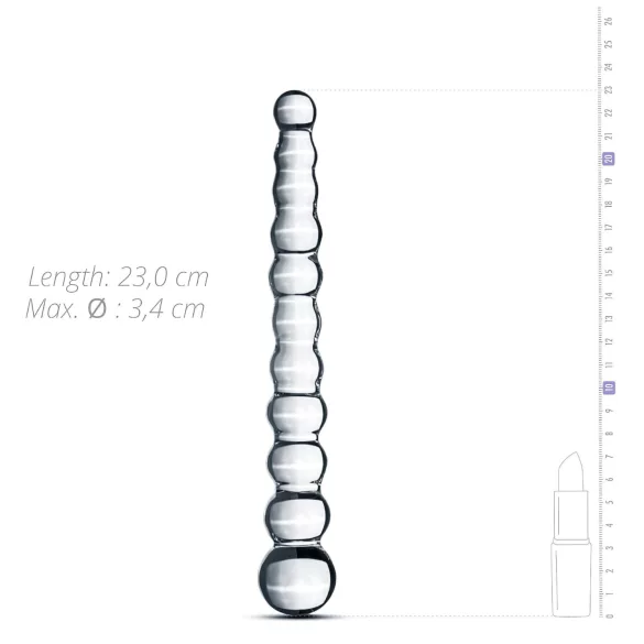 Gildo Glass No. 20 - dildo anale con perle - vetro trasparente