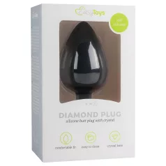 Easytoys Diamond - plug anale con gemma bianca grande - nero