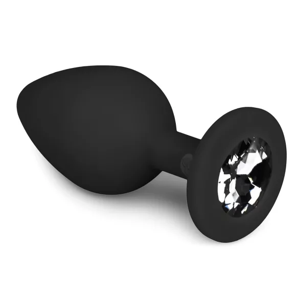 Easytoys - plug anale con pietra bianca - misura media - nero