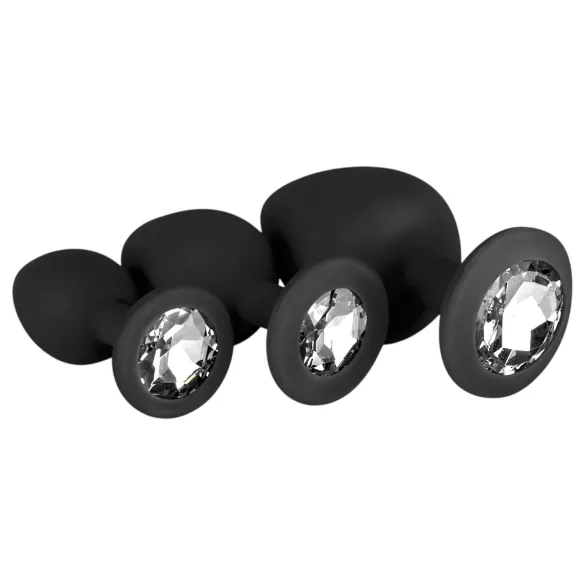 Easytoys Diamond - set plug anale - nero