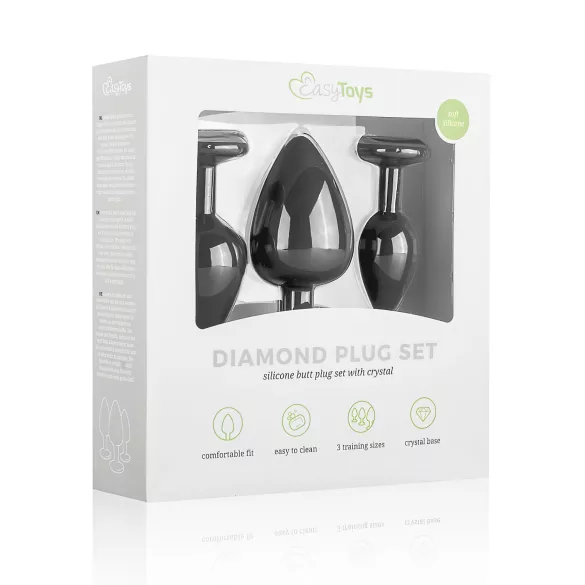 Easytoys Diamond - set plug anale - nero