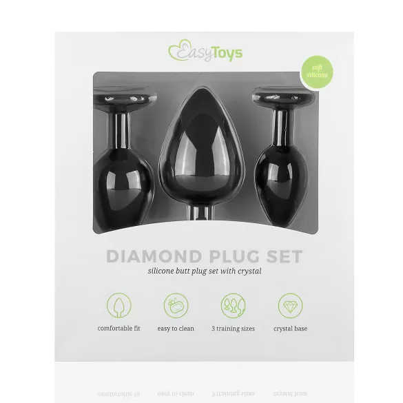 Easytoys Diamond - set plug anale - nero