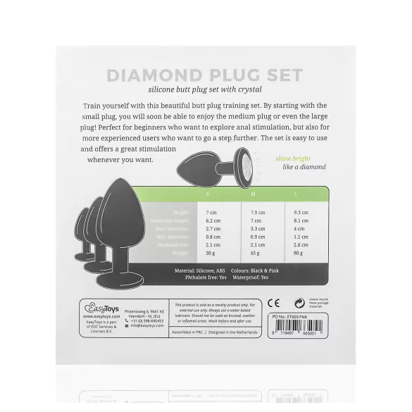 Easytoys Diamond - set plug anale - nero