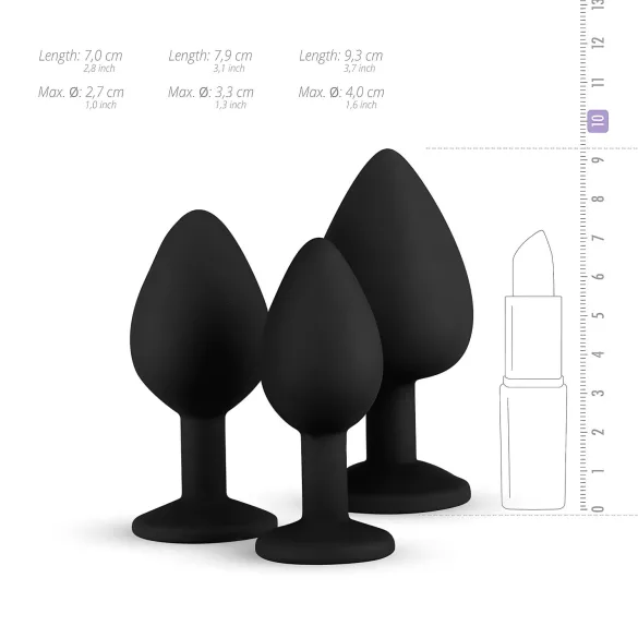 Easytoys Diamond - set plug anale - nero