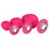 Easytoys - set plug anale - con diamante - silicone rosa