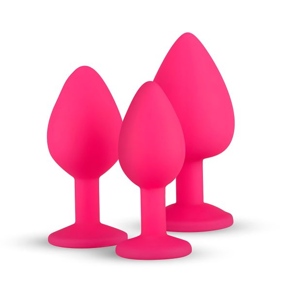 Easytoys - set plug anale - con diamante - silicone rosa