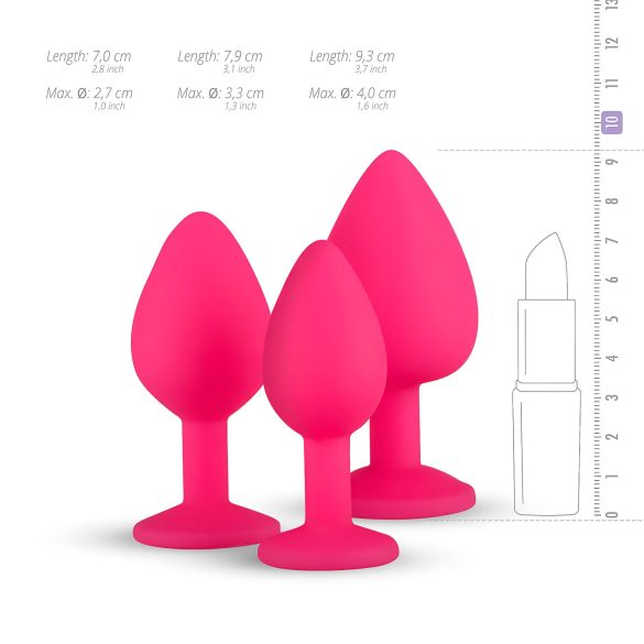 Easytoys - set plug anale - con diamante - silicone rosa