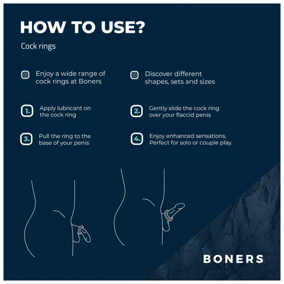 Boners - set anelli fallici - 3 pezzi - silicone grigio