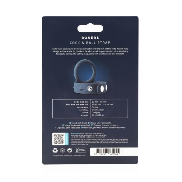 Boners - anello pene e scroto insieme - silicone grigio