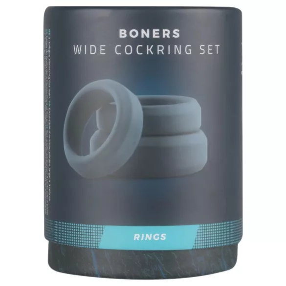 Boners - set anelli fallici in silicone - 3 pezzi - grigio