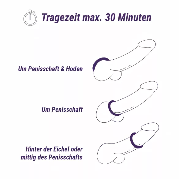 Boners - set anelli fallici in silicone - 6 pezzi - grigio
