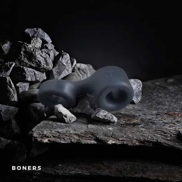Boners Get Rock Hard - anello fallico e scrotale - silicone grigio