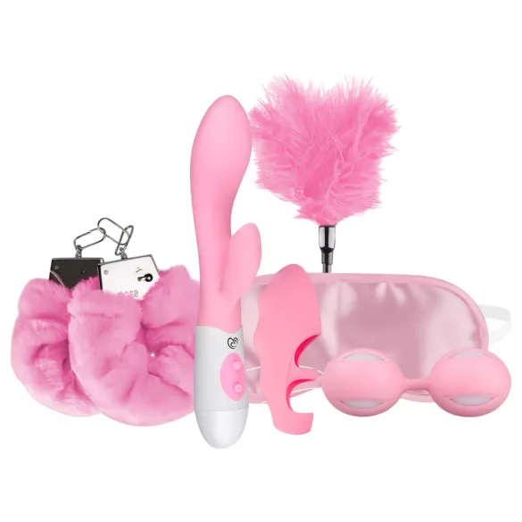 LoveBoxxx I love Pink - set bondage con vibratore 6 pezzi - rosa