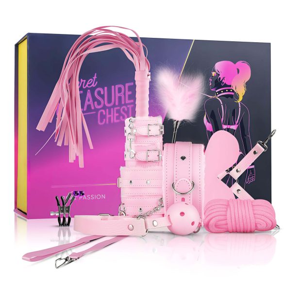 Forziere del Piacere Segreto - Kit BDSM Avanzato - 14 pezzi (rosa)