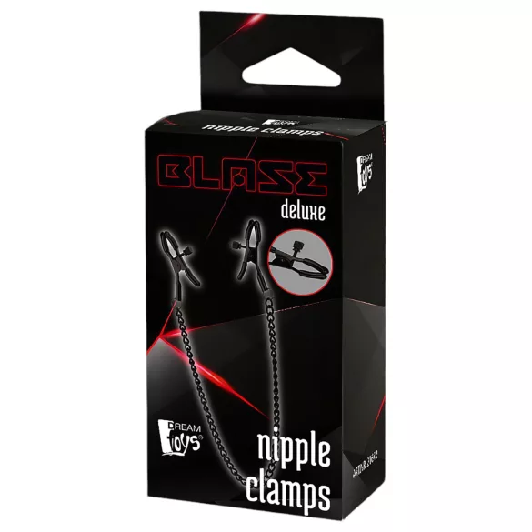Blaze Deluxe - pinze per capezzoli in metallo con catena - nero
