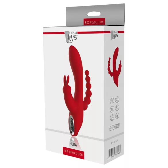 Red Revolution Hera - vibratore rabbit ricaricabile waterproof 3 bracci - rosso