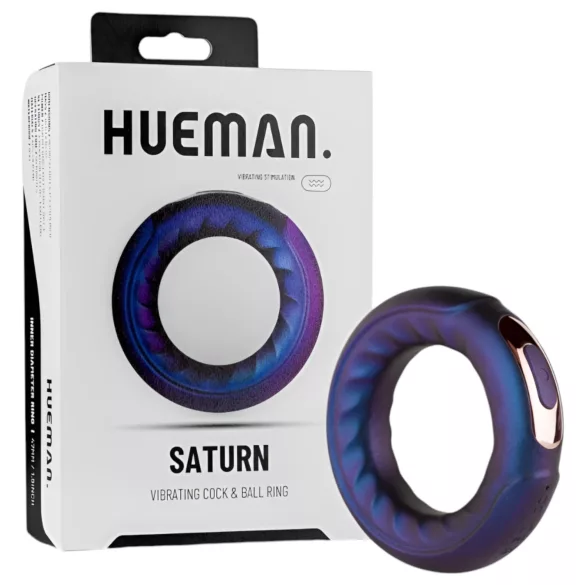 Hueman Saturn - anello fallico vibrante ricaricabile impermeabile - viola