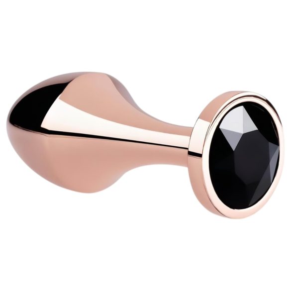 Rosy Gold - plug anale con gemma nera - rosegold