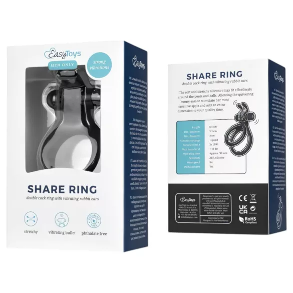 Easytoys Share Ring - anello vibrante pene e testicoli - silicone nero
