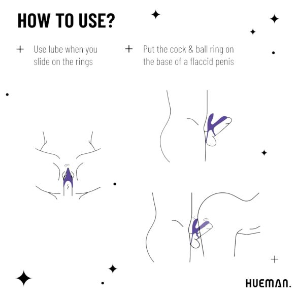 Hueman Infinity Ignite - anello vibrante per pene e testicoli - silicone viola