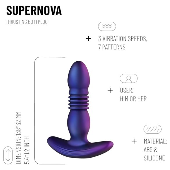 Hueman Supernova - vibratore anale con spinta - silicone viola