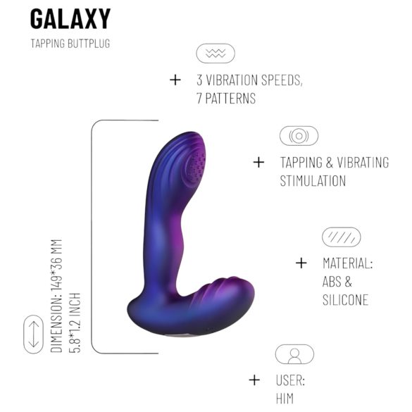 Hueman Galaxy - vibratore anale pulsante - silicone viola