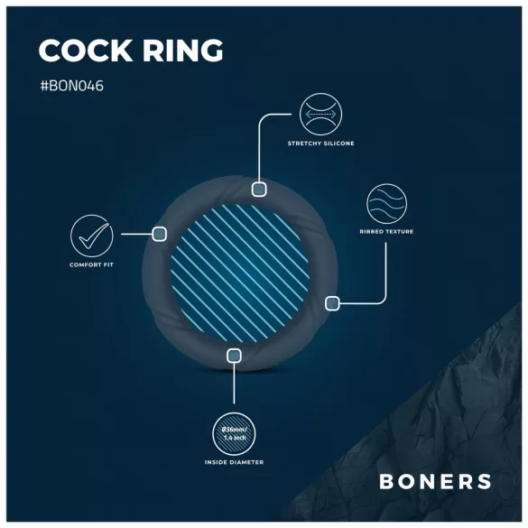 Boners Ergo - anello fallico in silicone (blu)
