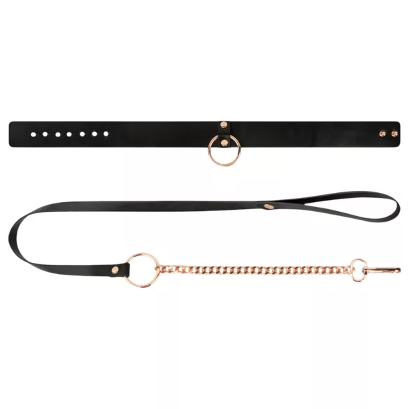 Rosy Gold - collare e guinzaglio - nero e oro rosa