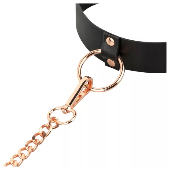 Rosy Gold - collare e guinzaglio - nero e oro rosa
