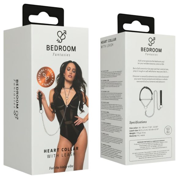 Bedroom Fantasies - collare con guinzaglio - pelle nera