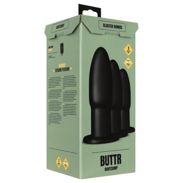 BUTTR - set plug anale - allenamento anale - silicone nero
