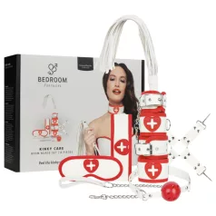   Bedroom Fantasies - costume da infermiera 8 pezzi - rosso bianco
