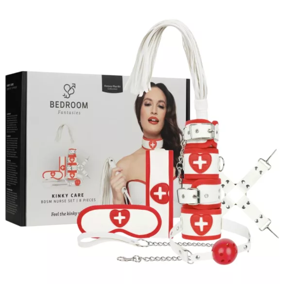Bedroom Fantasies - costume da infermiera 8 pezzi - rosso bianco