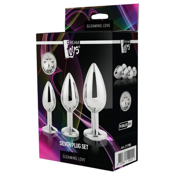 Gleaming Love - set di plug anali - argento - 3 pezzi