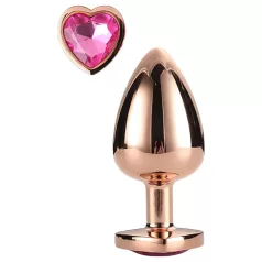   Gleaming Love - plug anale in alluminio - pietra a forma di cuore - oro rosa
